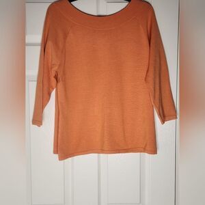 NWT Style&Co Collection XL Orange 3/4 Sleeve Knitted  SILK Blend Women's Sweater